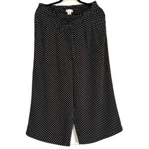 Adrienne Vittadini Wide Leg Cropped Pants Blk/Wht Polka Dots Pull On Sz Medium